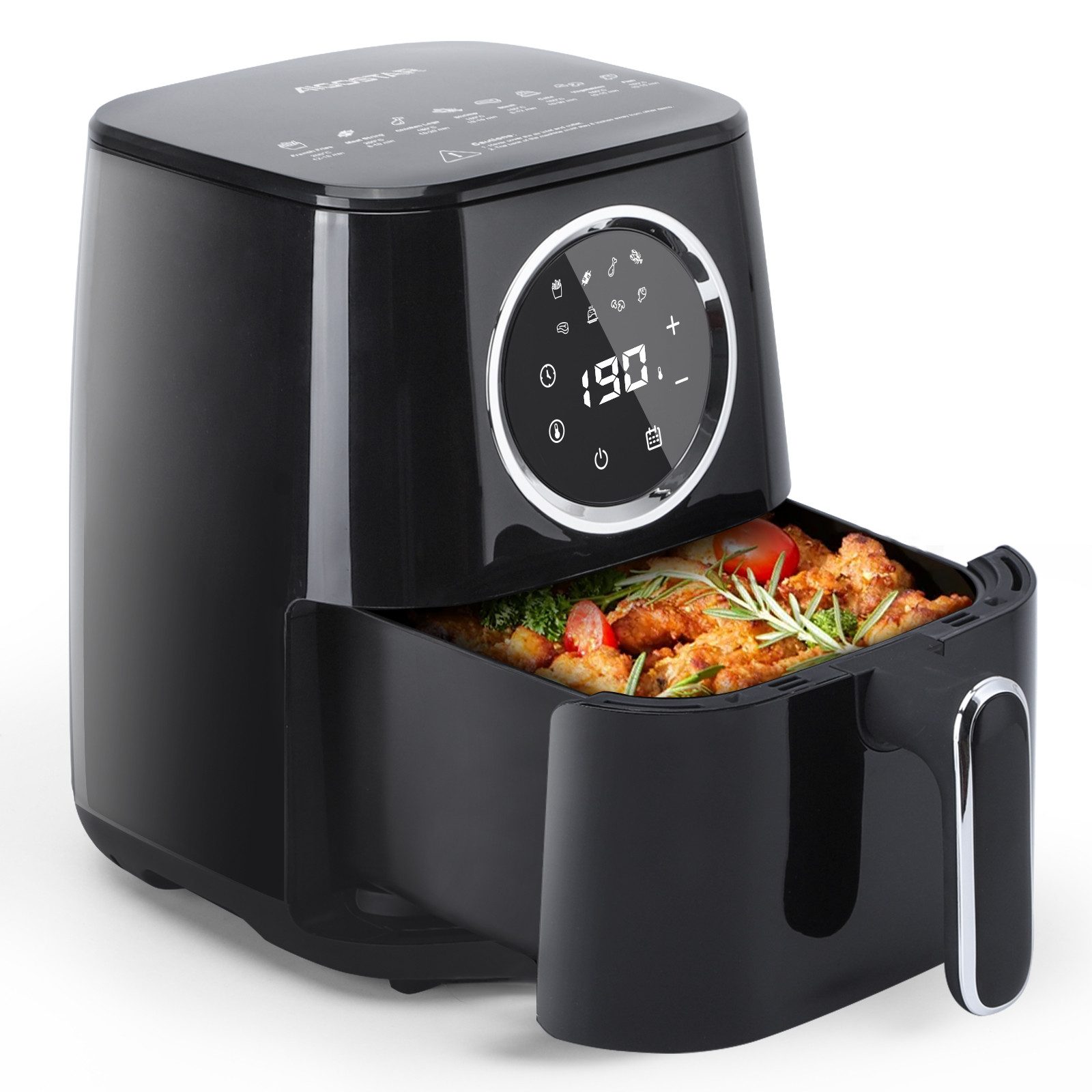 Aigostar Heißluftfritteuse 4.2L, 8 Menüoptionent, 50-200 °C Temperaturauswahl, 1-60 Mins Zeiteinstellung, ohne Öl, BPA-frei, 1400,00 W, LED-Touchscreen, Rezept-Community, Kabelauffangschlitz