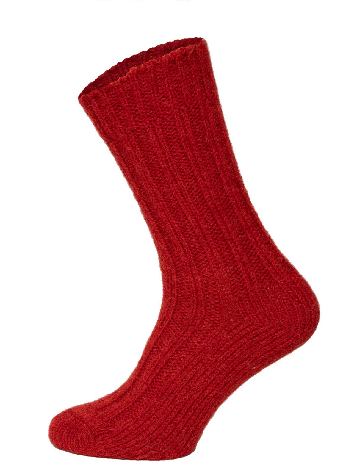 HomeOfSocks Socken Bunte Socken mit Umschlag mit Wolle und Alpakawolle Strapazierfähige und warme Socken mit 40% Wollanteil und Alpakawolle Rot