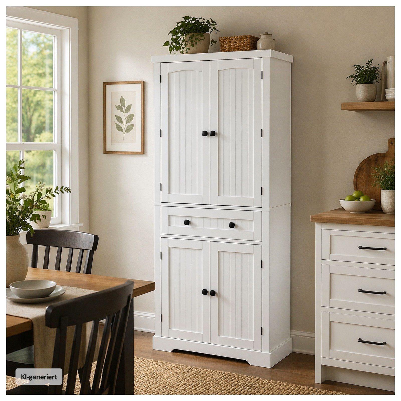 HTI-Living Hochschrank Buffetschrank Thekla Landhausstil Weiß (Stück, 1-St., 1 Küchenschrank)