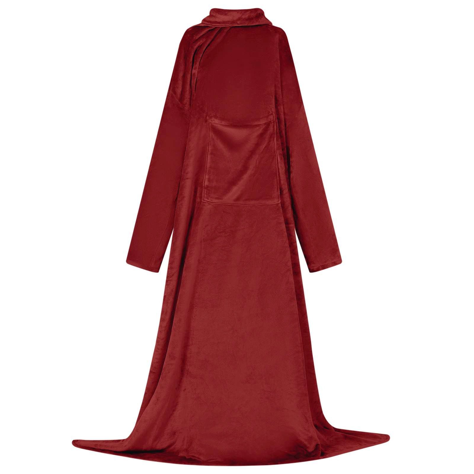 Unisex-Bademantel Decken-Hoodie Bordeauxrot F Flanell