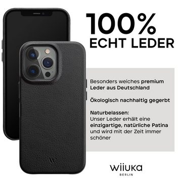 wiiuka Smartphone-Hülle Hülle für iPhone 15 Pro Max Handyhülle Leder Case Lederhülle, Handgefertigt - Deutsches Leder, Premium Case