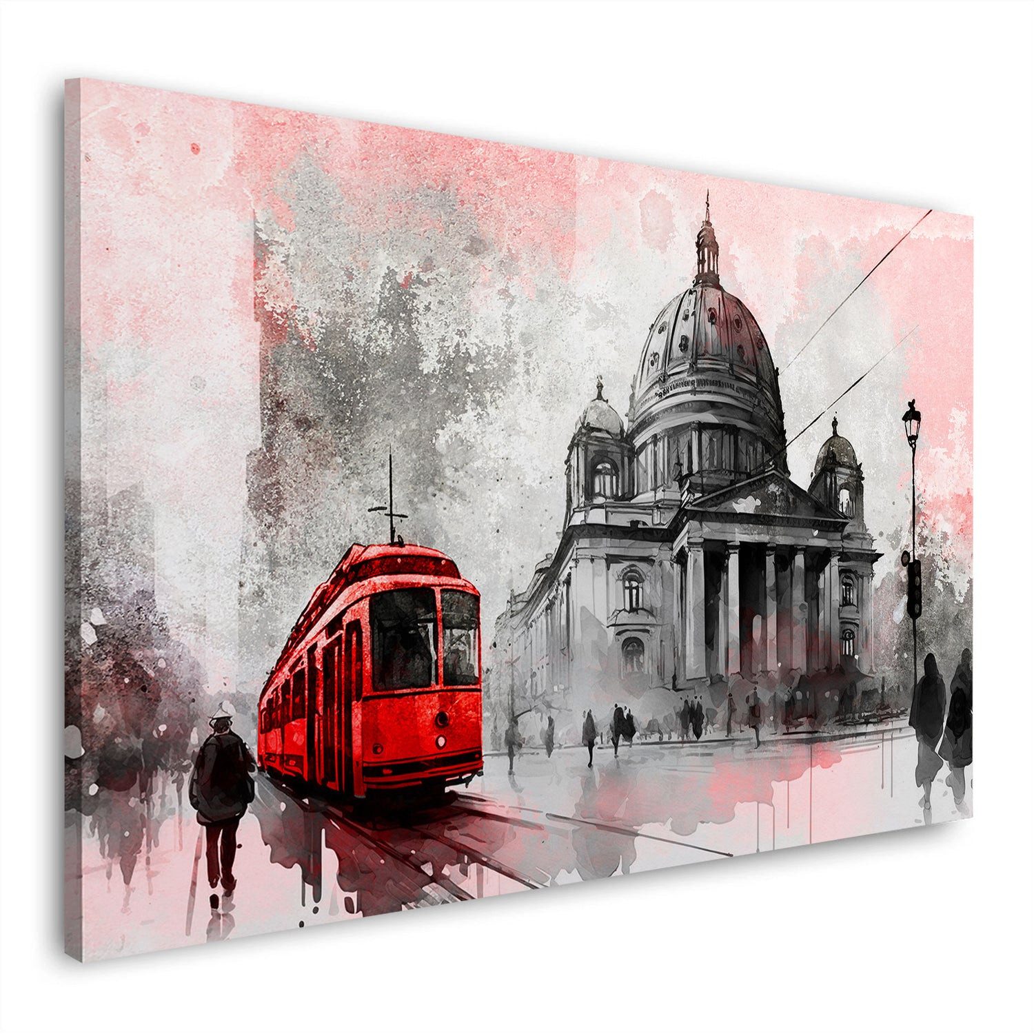 Artedinoi Leinwandbild Städte Berlin schwarz weiß Wandbild Leinwandbild Kunst XXL Deko