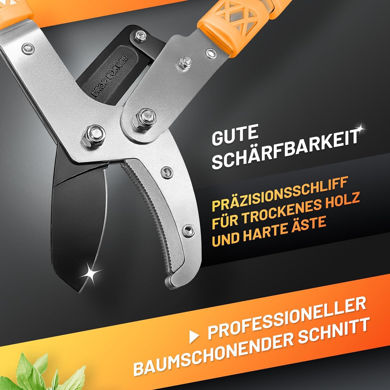 GRÜNTEK Astschere Teleskop-Astschere XT 685 -1015 mm, Amboss Smart-Cut Baumschere, gehärtete Klinge 78 mm, 7-fach verstellbare Griffe. – Bild 5 von 5
