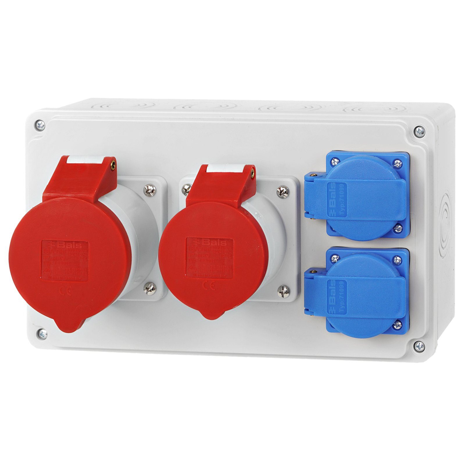 ADELID Stromverteiler, Baustromverteiler 2x 16A 5-polig 400V CEE 2x 230V Bals Schukon IP65