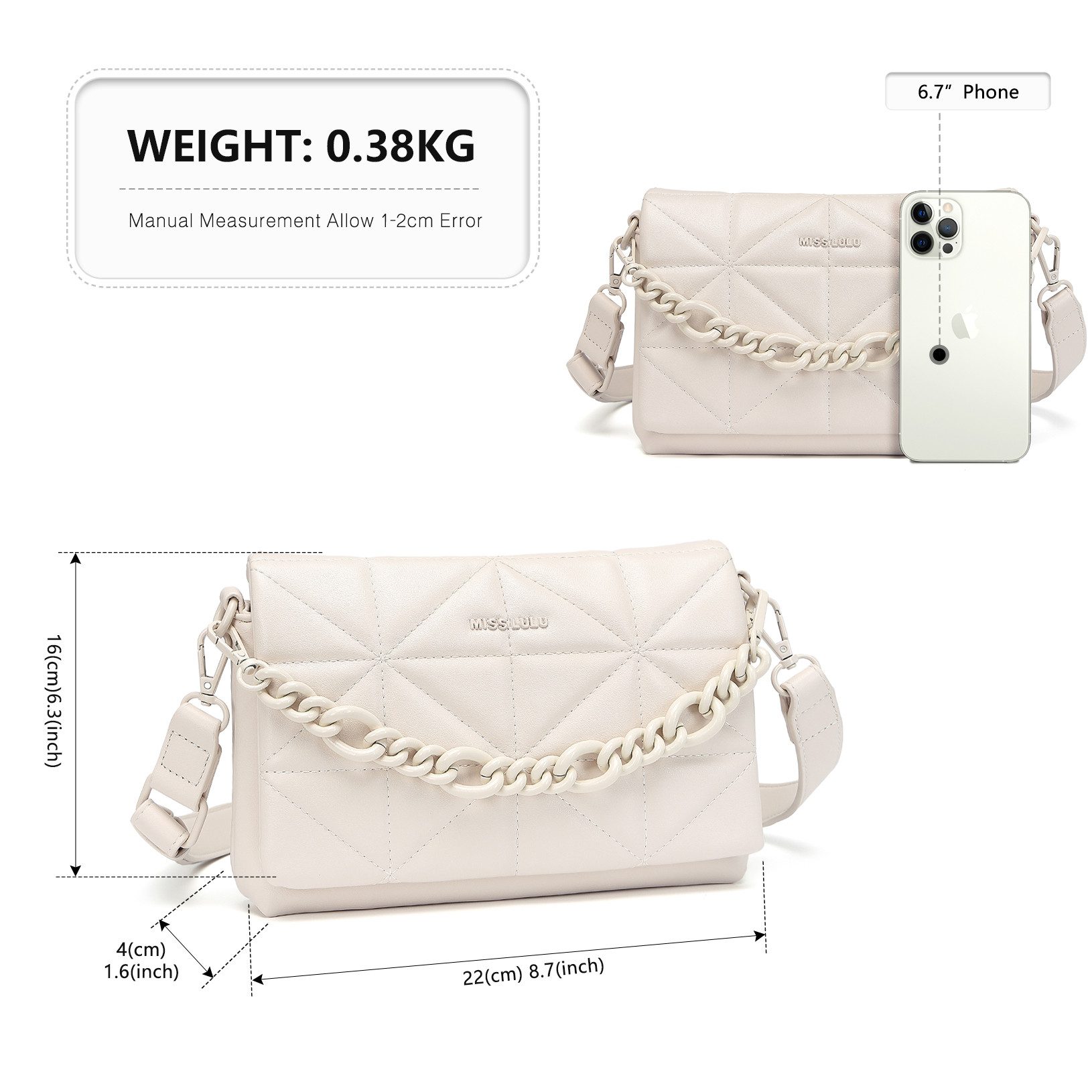 Miss Lulu Umhängetasche Gesteppte Damen-Handtasche – günstig online kaufen