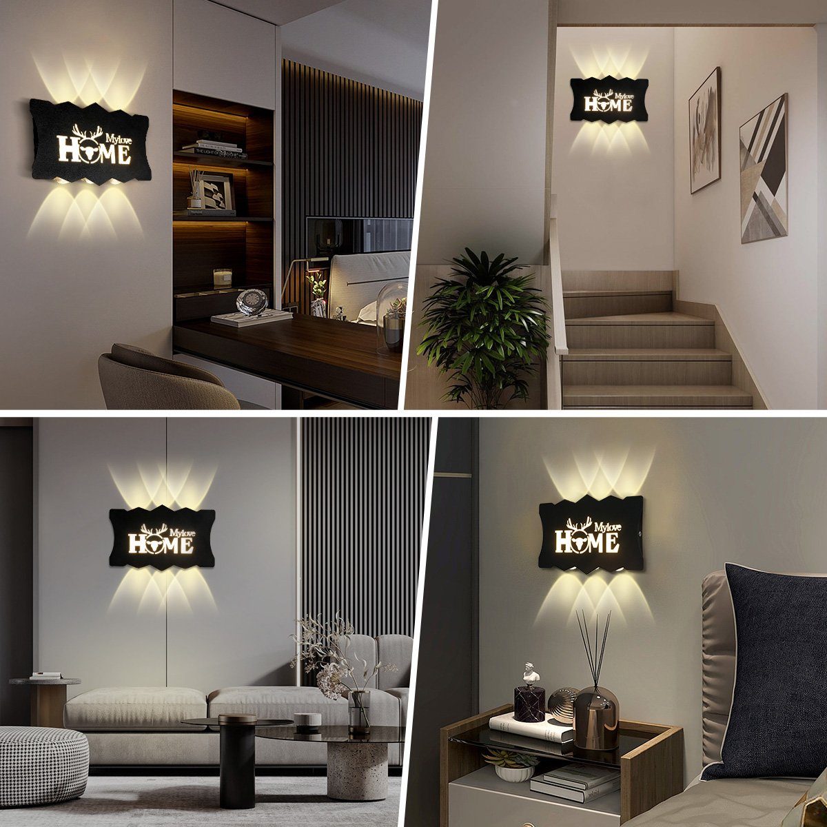 MULISOFT LED Wandleuchte, Wandleuchte aus Acryl Modern Wandlamp Wandbeleuchtung Innen 16W