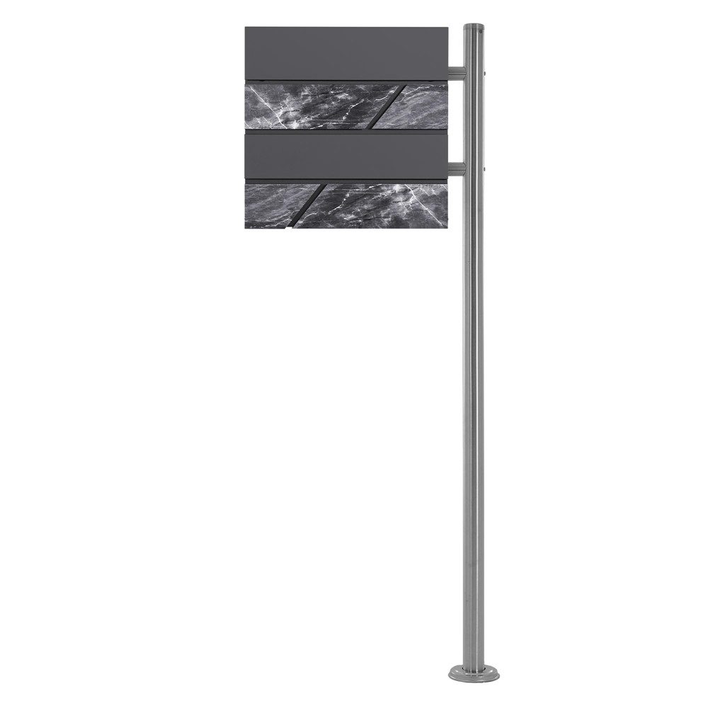 ML-DESIGN Standbriefkasten Briefkasten Postkasten mit Zeitungsfach, inkl. Standfuß, Briefkastenanlage mit Ständer Silber 120cm Mailbox mit Pfosten