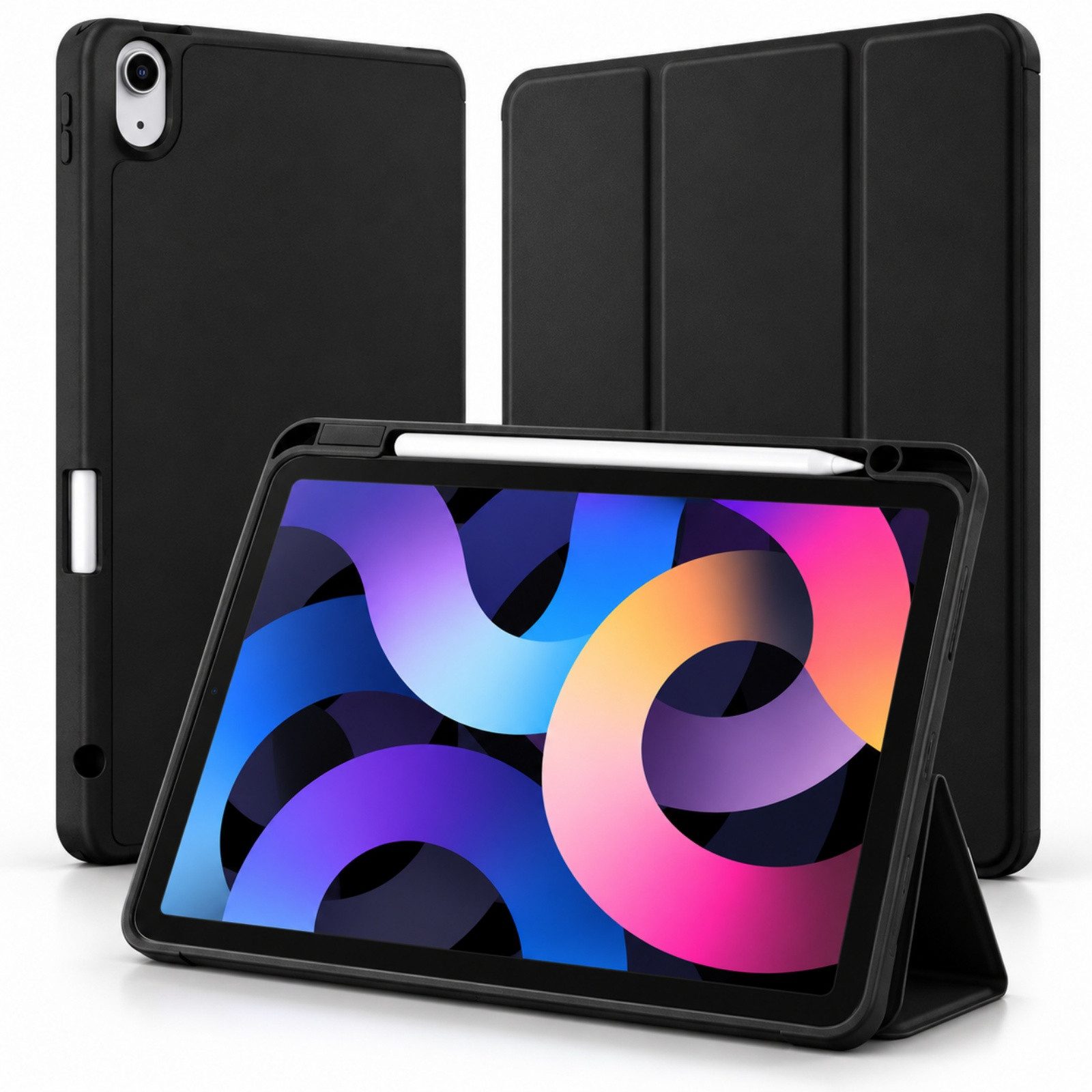 betterfon Tablet-Hülle für iPad Air 5 / 4 Gen 10,9" Smart Case Hülle mit Stifthalter Schwarz, Integrierter Stifthalter,Auto Sleep/Wake Funktion,Schlankes Design