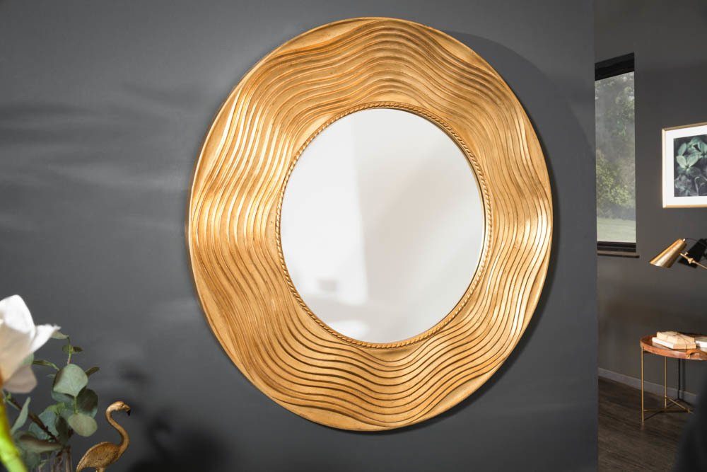 riess-ambiente Wandspiegel CIRCLE 100cm gold (1-St), Rahmen aus Massivholz