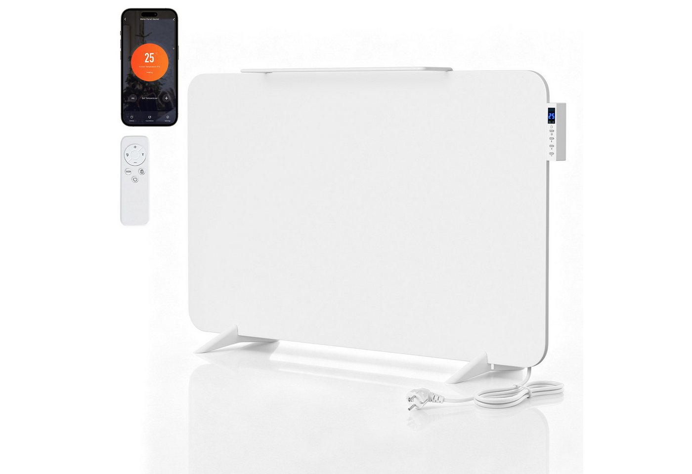 Clanmacy Infrarotheizung Infrarotheizung 800W WLAN Badheizung Thermostat Handtuchhalter Weiß