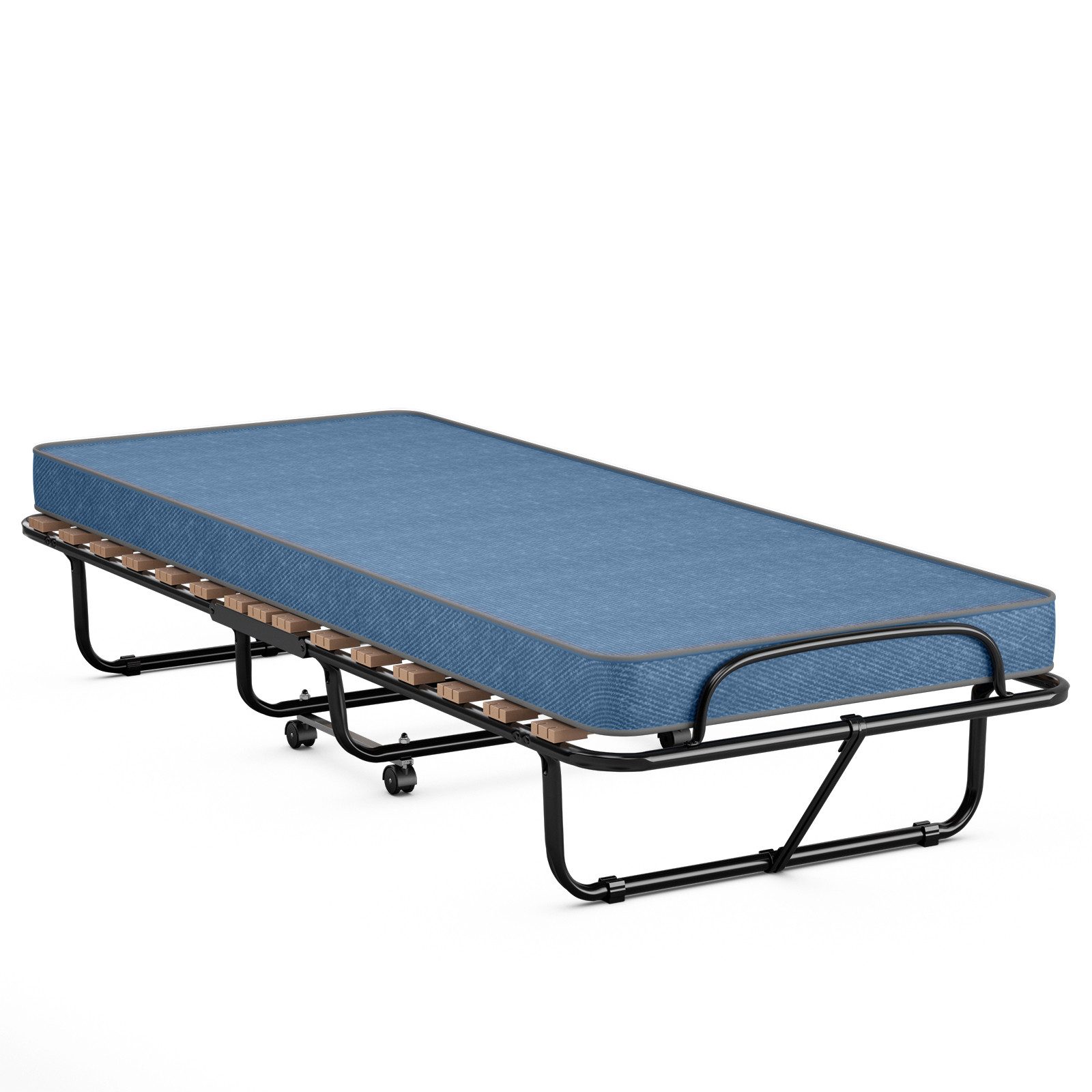 COSTWAY Gästebett klappbar mit Matratze, 80x190cm Einzelbett mit Rollen