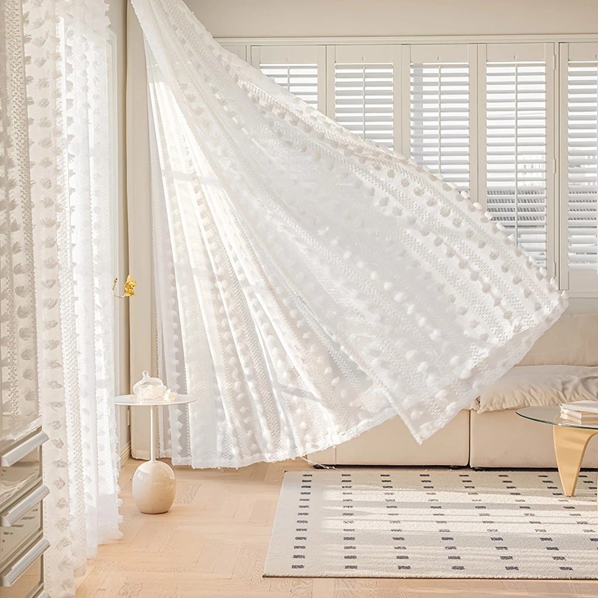 BTTO V&G Gardine Vorhänge mit Pompom-Quasten, günstig online kaufen