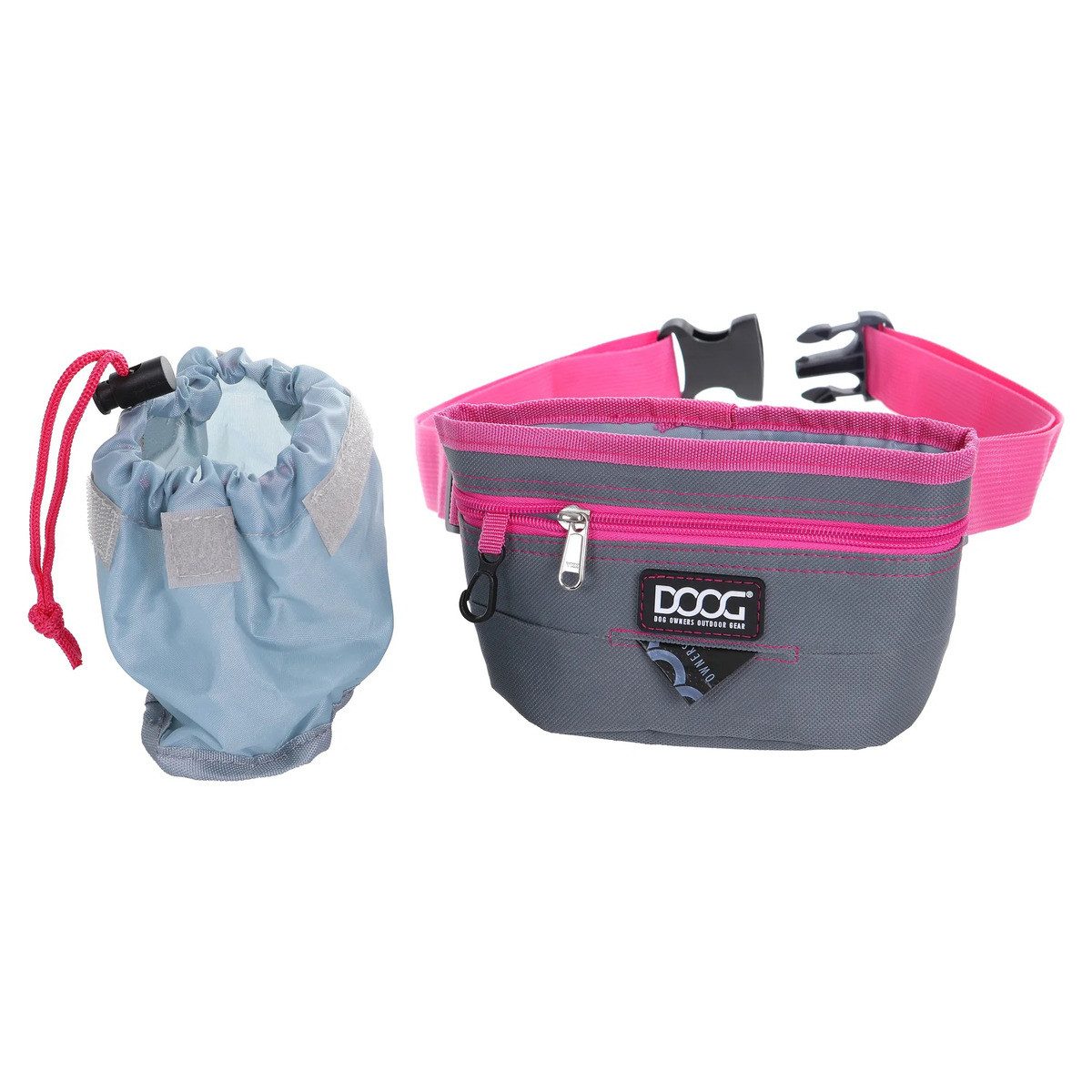 DOOG Leckerlibeutel Treat Pouch - Snacktasche/Leckerlitasche Large grau/pink