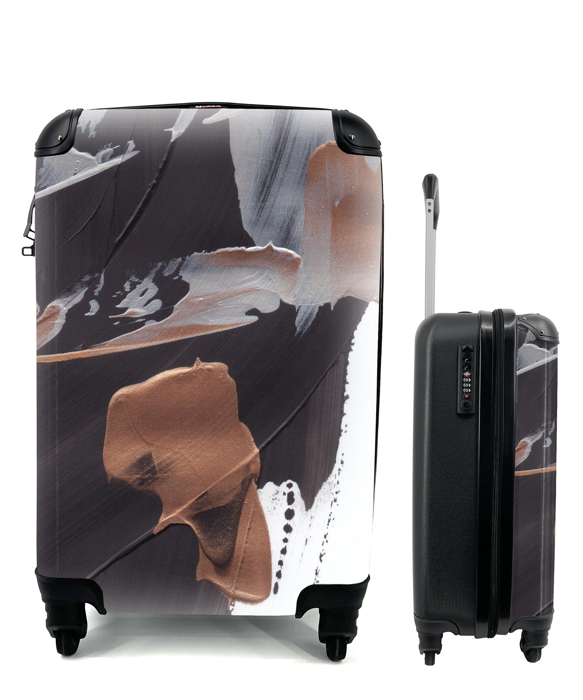 Handgepäckkoffer Ferien, 4 Reisetasche Rollen, Trolley, mit für MuchoWow Gold, Farbe - Handgepäck rollen, - Abstrakt Reisekoffer