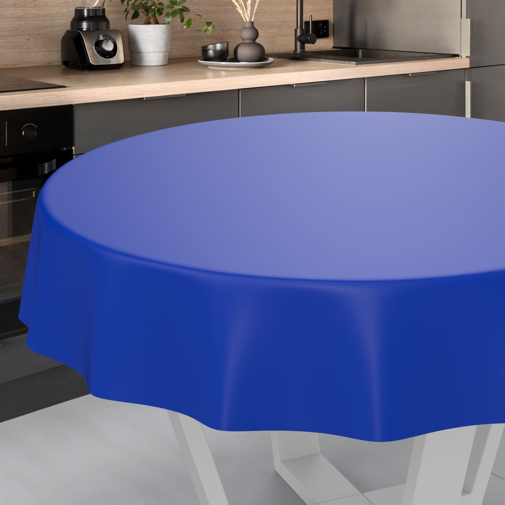 ANRO Tischdecke abwaschbar Wachstuch-Tischdecke Gartentischdecke (Einzelstück 1-tlg), wasserabweisend Einfarbig Blau Breite 140cm