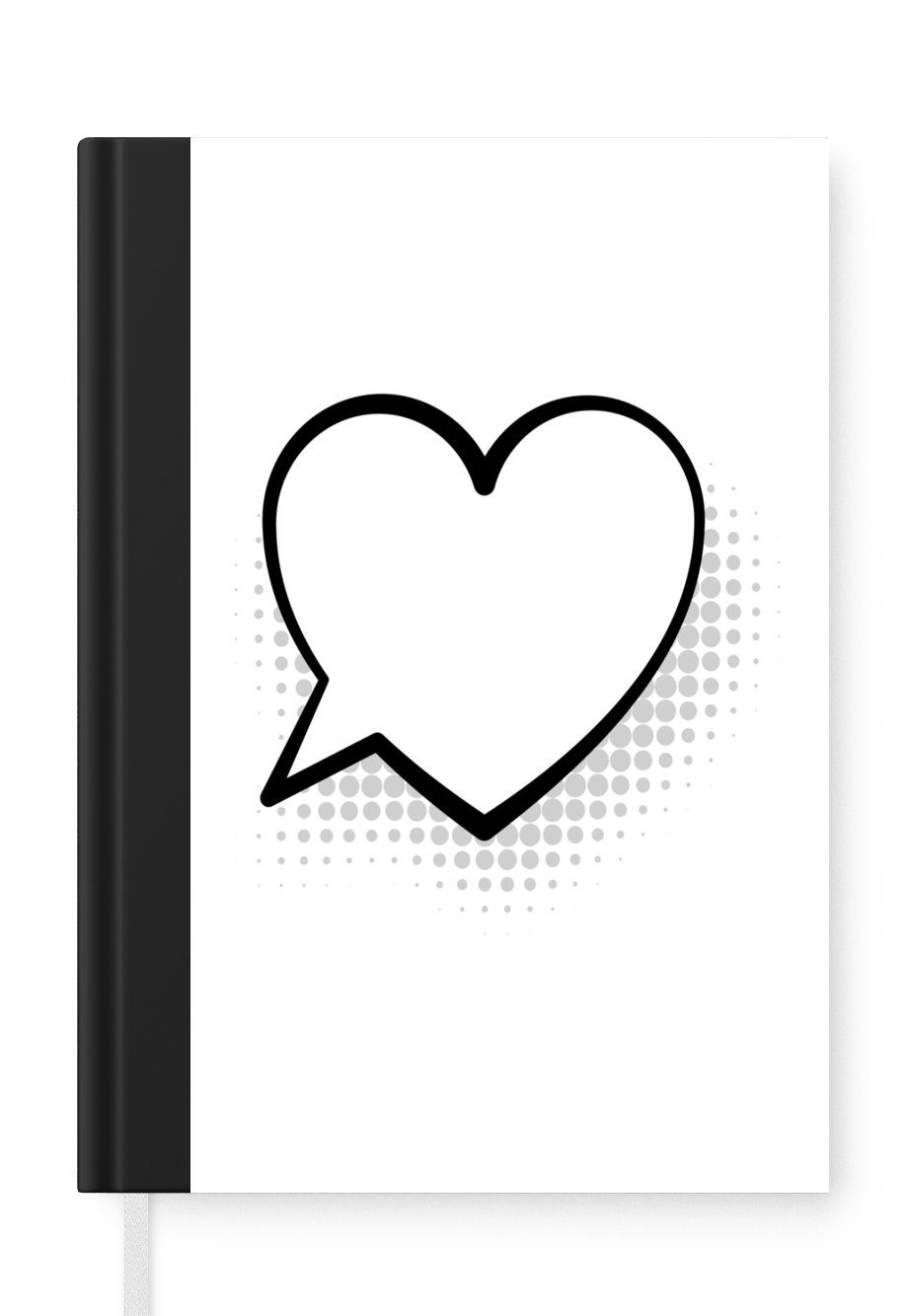 MuchoWow Notizbuch Cartoon-Illustration einer Gedankenwolke in Form eines Herzens, Journal, Merkzettel, Tagebuch, Notizheft, A5, 98 Seiten, Haushaltsbuch
