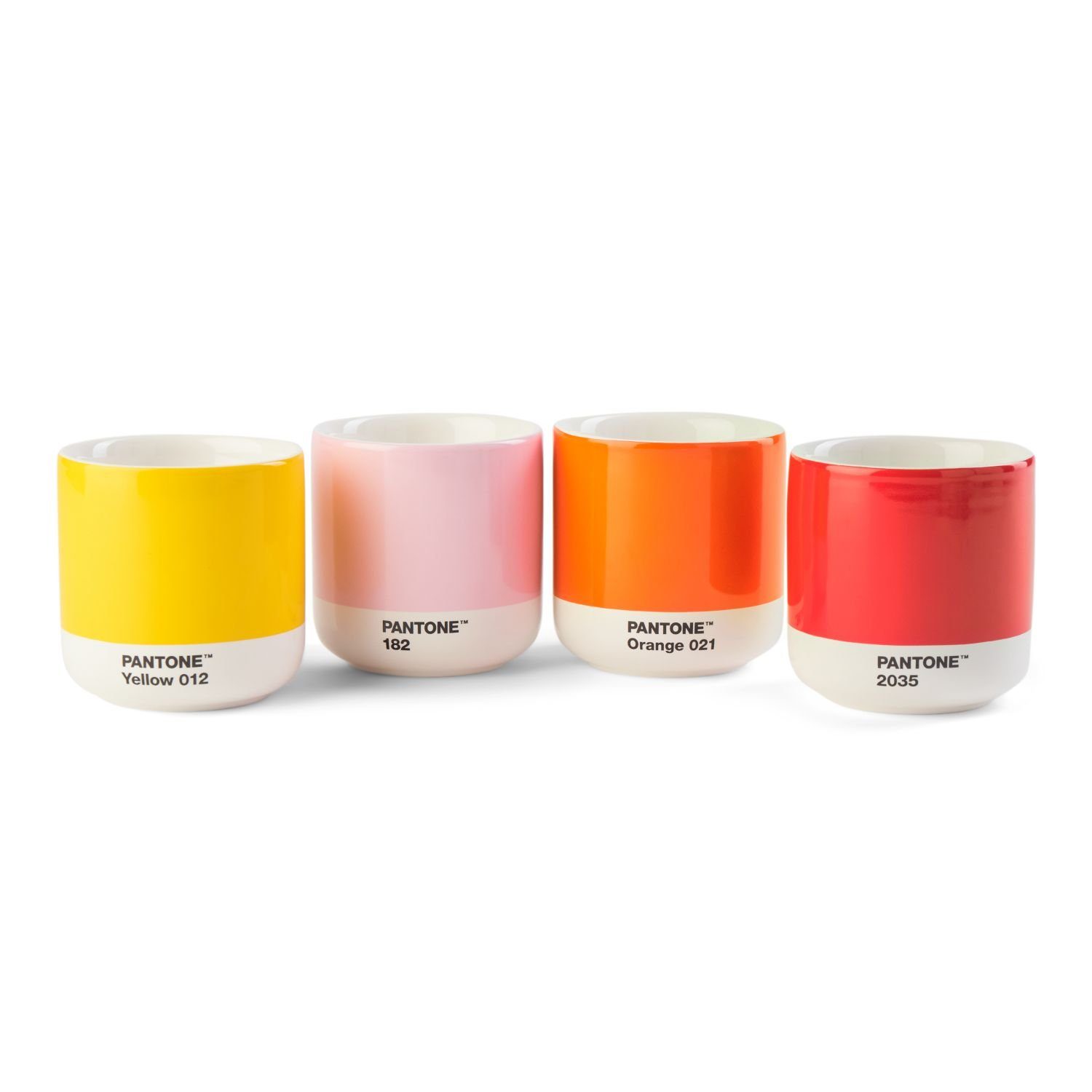 Pantone Universe Thermobecher Cortado 4-teilig Yellow Set Red 2035C. Light 012C. Pink Orange 182C Porzellan, Klassisch, 021C