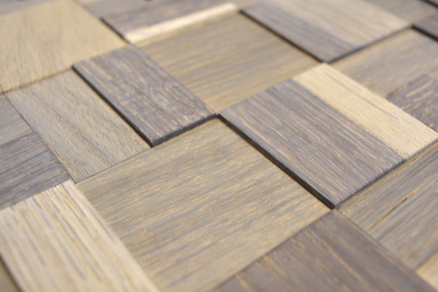 Mosani Mosaikfliesen selbstklebend Holzmosaik nussbraun 3D Holzwand Küche