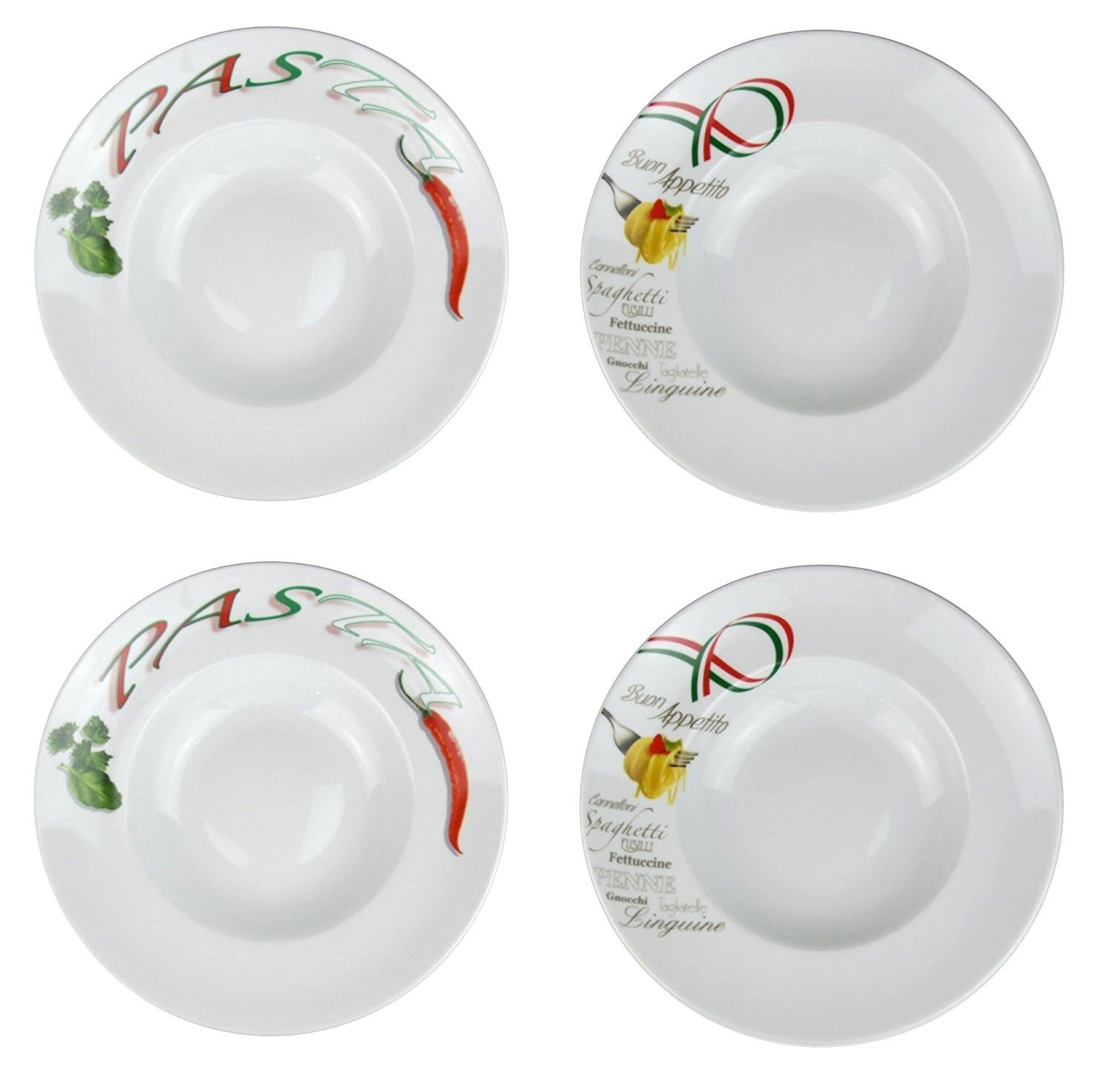 Retsch Arzberg Pastateller mit Dekor Ø 30cm, (4 St), aus Porzellan, 2 verschiedene Motive