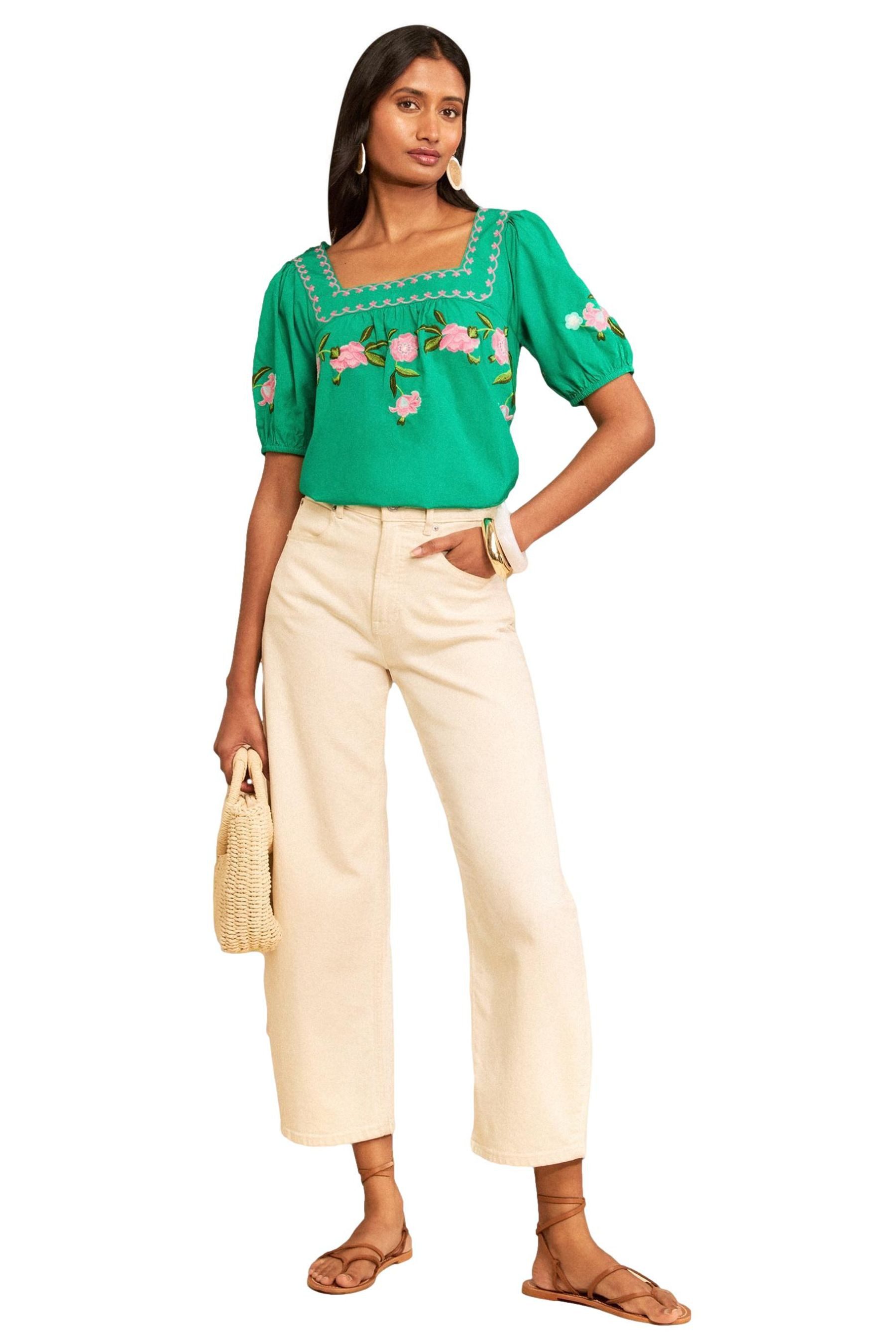 Love & Roses Kurzarmbluse Love & Roses Bluse mit Puffärmeln (1-tlg)