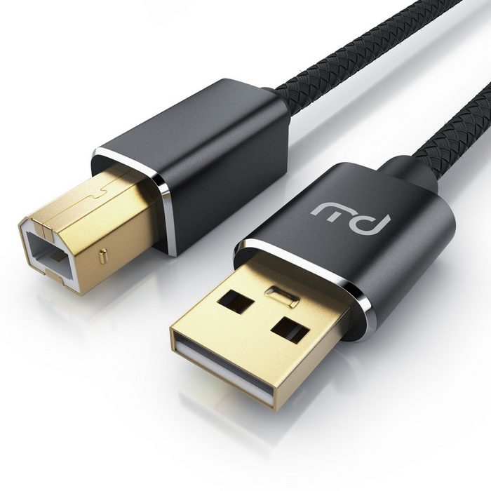Primewire USB-Kabel USB Typ-A USB Typ-B USB 2.0 Typ A Stecker USB Typ B Stecker (200 cm) USB 2.0 Drucker / Scanner Kabel mit Nylonmantel - 2m