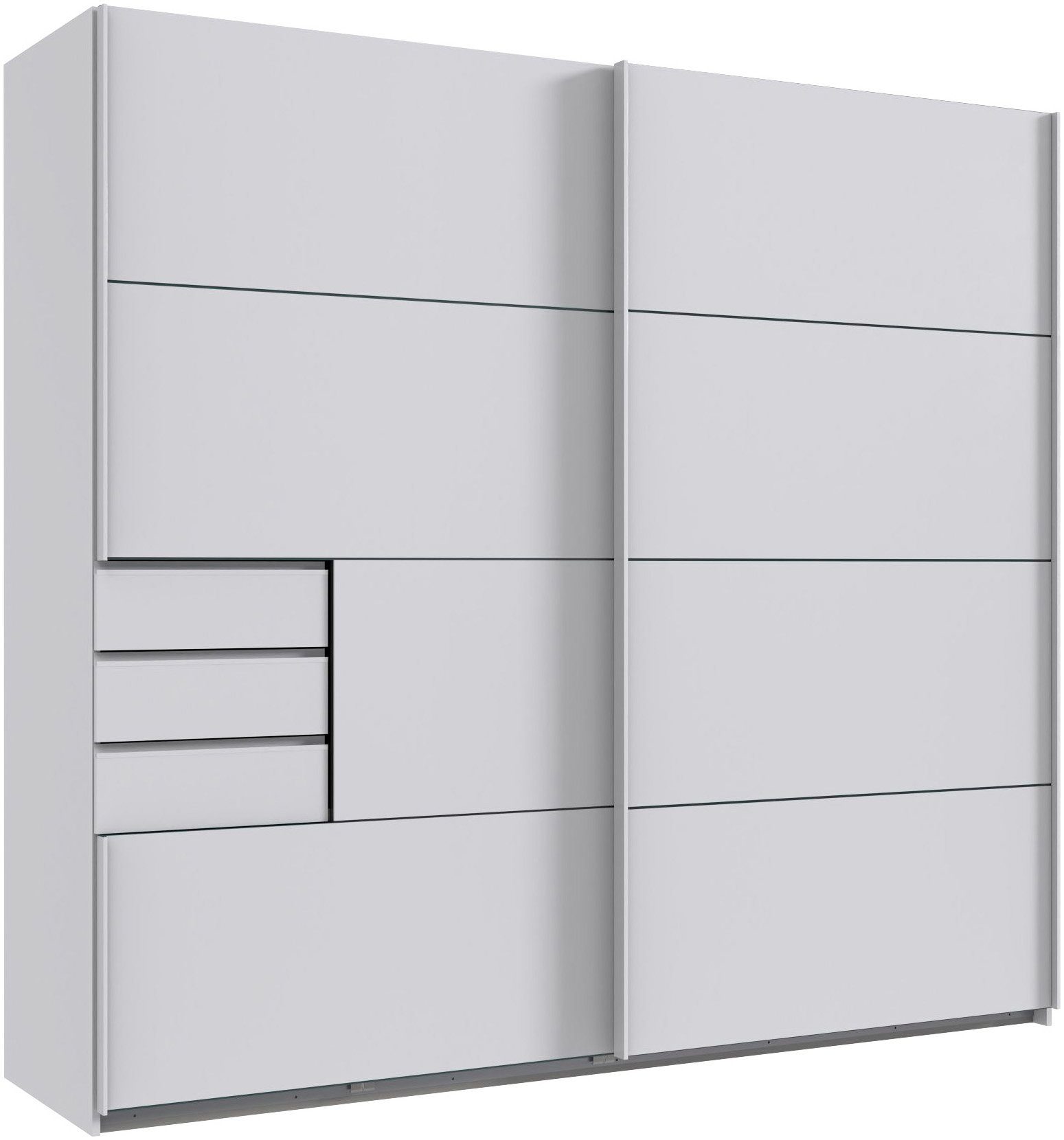 Wimex Schwebetürenschrank Saigon, mit kompletter Innenausstattung, Made in Germany Kleiderschrank 2-türig, 225cm breit, mit 3 praktischen Außenschubladen