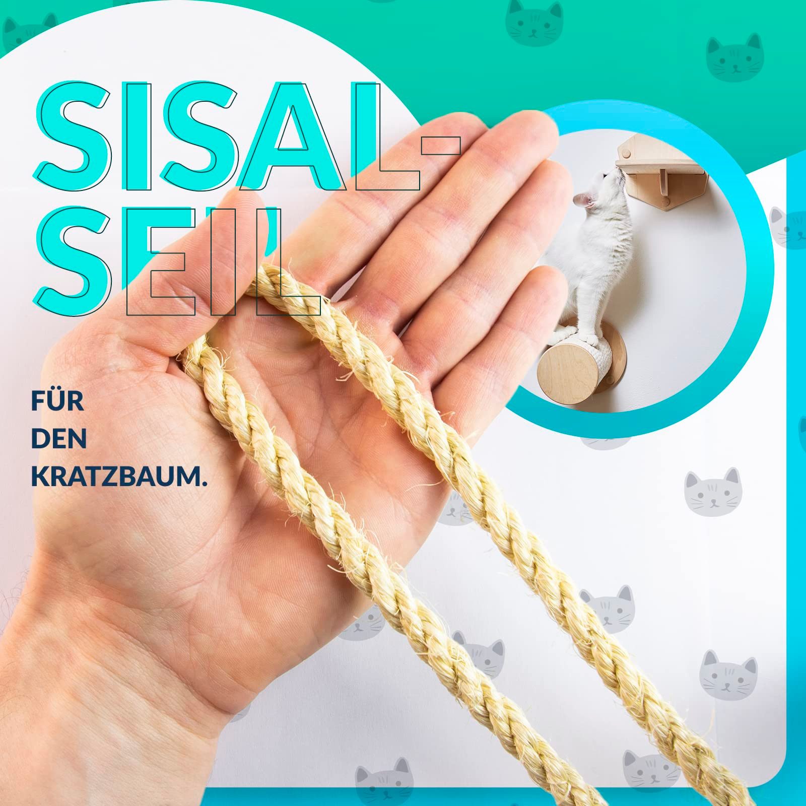 DQ-PP DQ-PP SISALSEIL, 10 m, 6-10 mm stark, Natürliches Sisal, Kratzseil DIY Seil