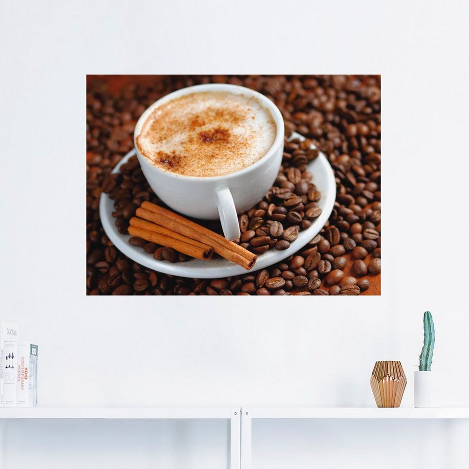 Artland Wandbild Cappuccino - Kaffee, Getränke (1 St), als Alubild,  Leinwandbild, Wandaufkleber oder Poster in versch. Größen, Fertig zum  Aufhängen für einfache Montag