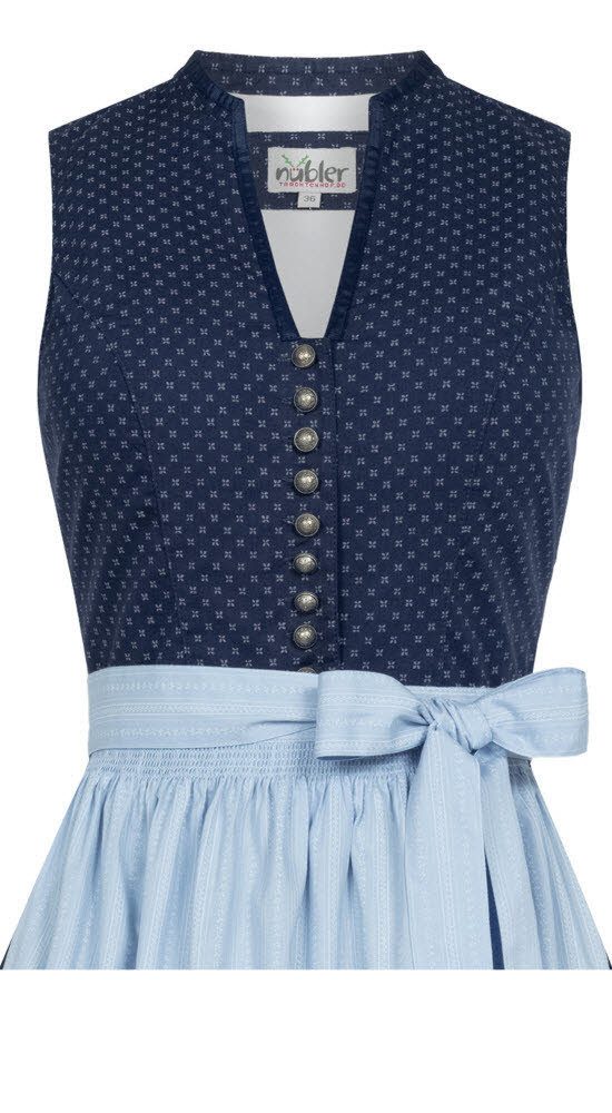 Nübler Trachtenkleid Midi Dirndl Florence in Blau von Nübler