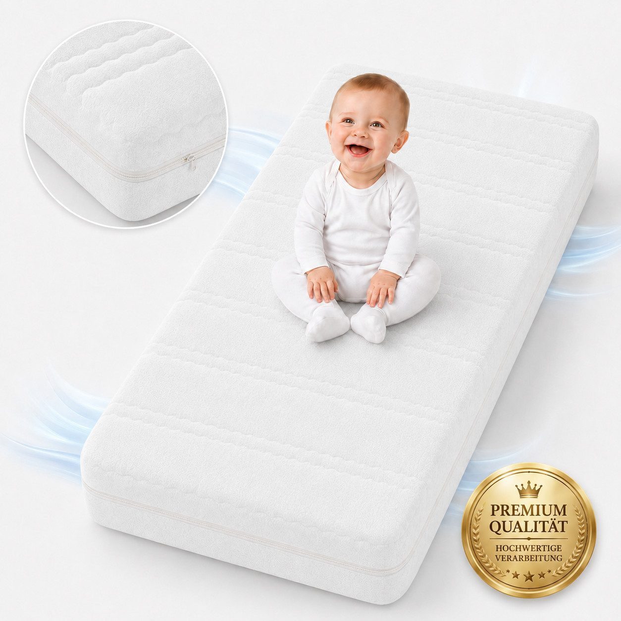 Babymatratze Kindermatratze – Wasserdicht, Hautfreundlich & Terry-Bezug für Babys, Best for Kids, 10 cm hoch, (Matratze, Einzelprodukt), Wasserdicht, atmungsaktiv, biokompatibel, schwer entflammbar