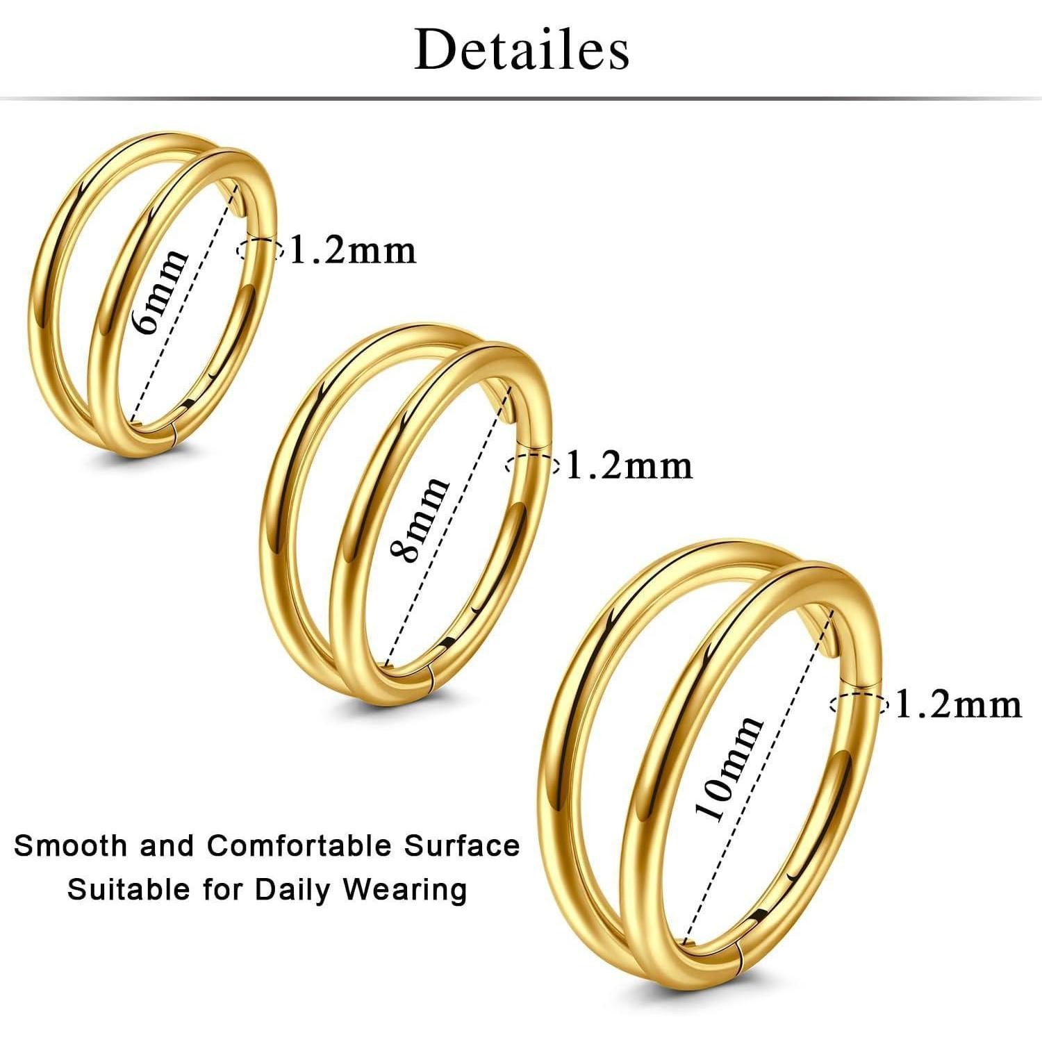 MODRSA Nasenpiercing Nasenpiercing Ring 16G 18G Hinged Clicker Septum Conch Helix Piercing