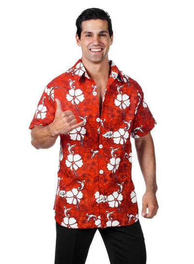 Underwraps T-Shirt Hawaiihemd rot Rotes Surferhemd für Sunnyboys