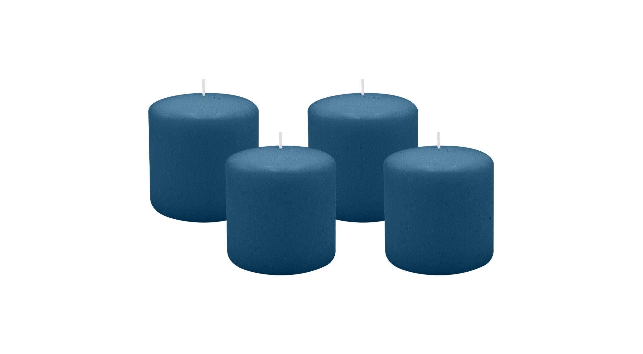 Kopschitz Kerzen Stumpenkerze 4er Set Stumpenkerzen/Adventskranzkerzen Petrol Blau Ø 100 x 100 mm