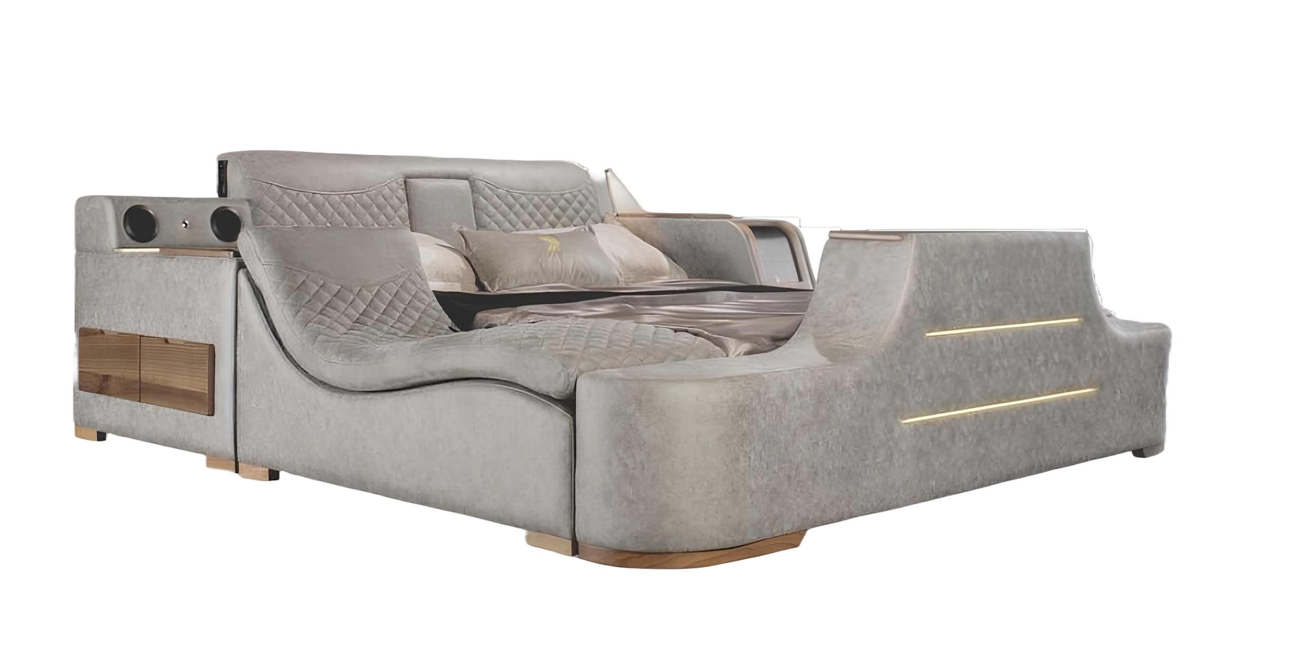 Xlmoebel Multimediabett Multifunktionales Bett mit USB-Ladestation und TV-Lift-Funktion (Multifunktionelles Bett), Hergestellt in Europa