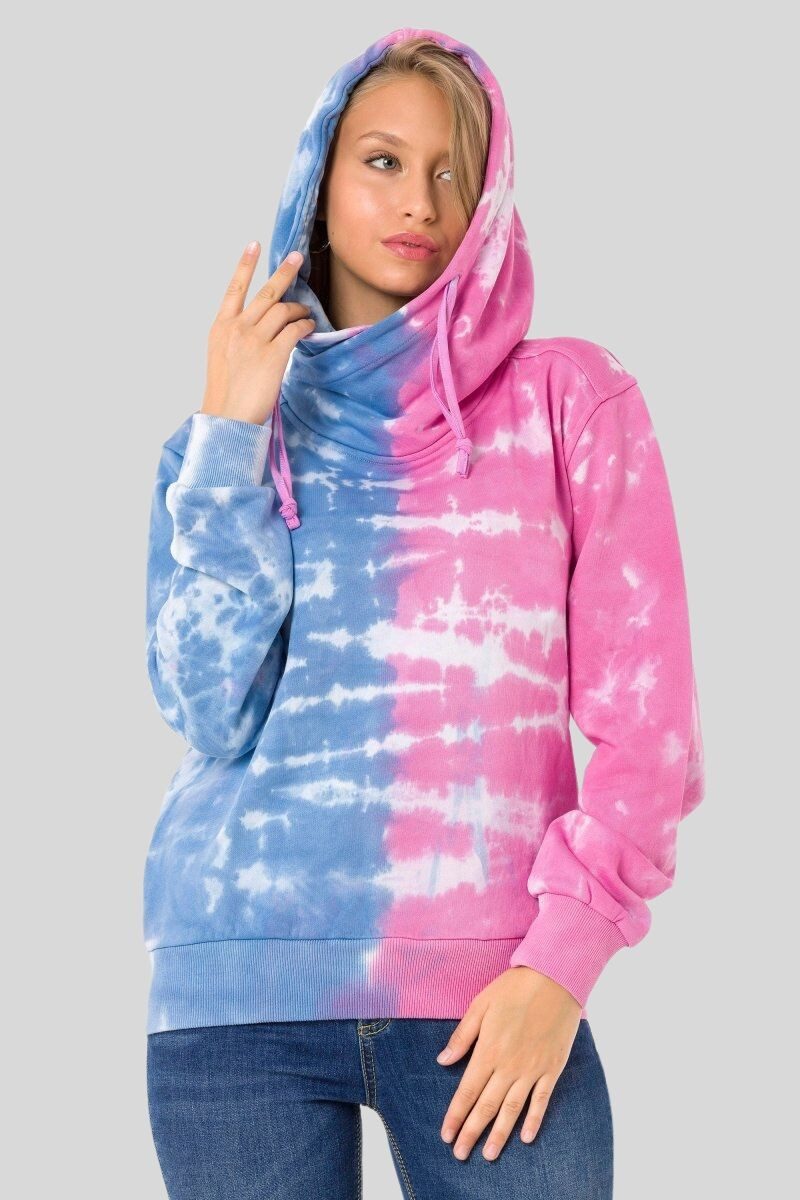 Cipo & Baxx Sweatshirt SWEATSHIRT (1-tlg) zweifarbigen Batik-Look