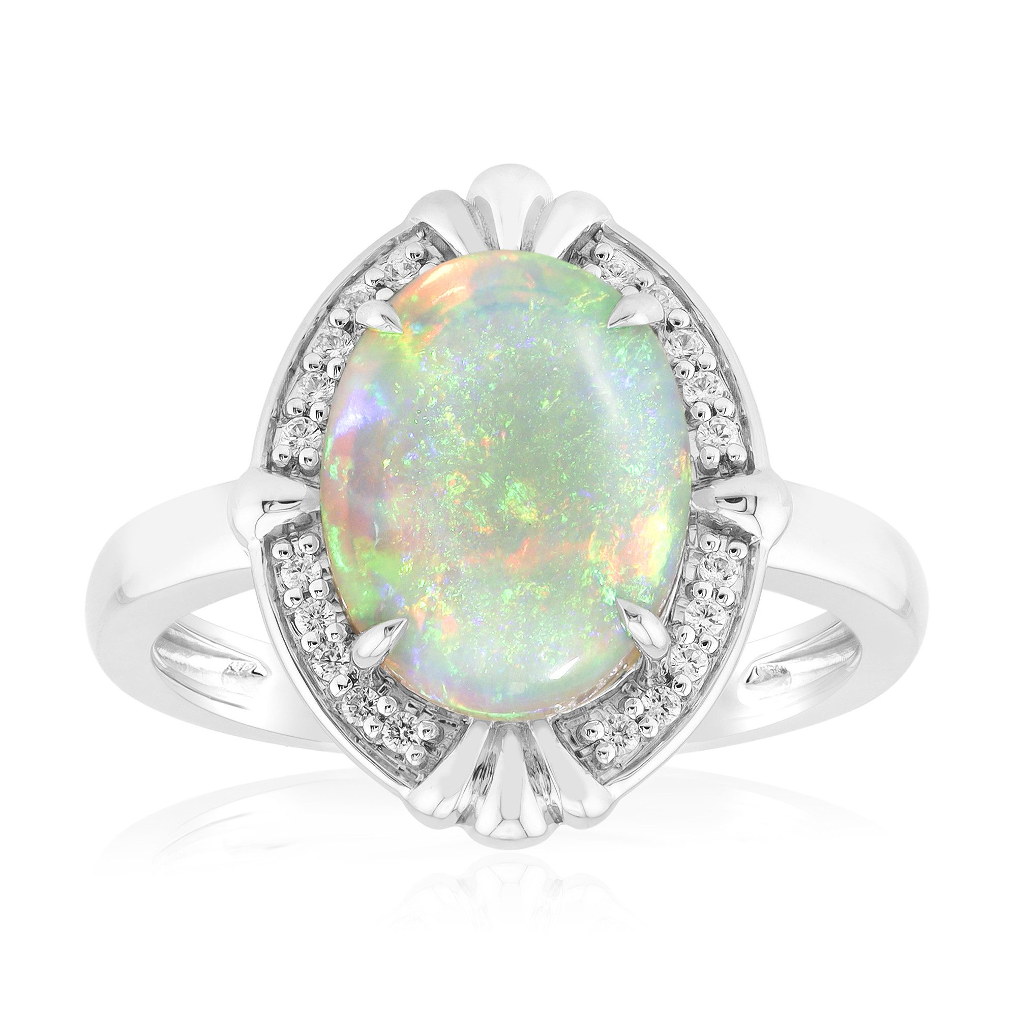 Cavill Goldring Cavill 1,99 ct Mintabie Opalring Weißgold 14K Zirkonia Damen (1-tlg)