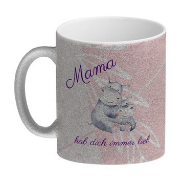 speecheese Tasse Mama hab dich immer lieb Glitzer Kaffeebecher Besonders geeignet als