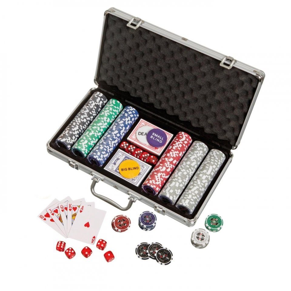 Philos Spiel, Pokerchips - Aluminiumkoffer - 300 Casino-Pokerchips