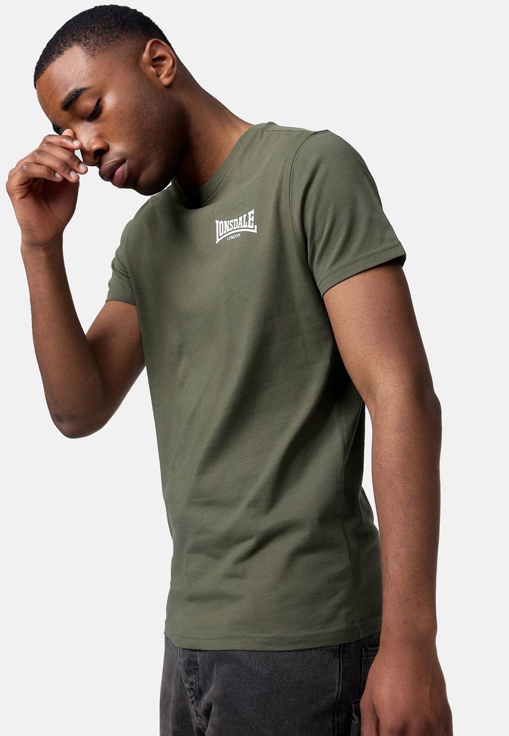 ELMDON Olive/White T-Shirt Lonsdale