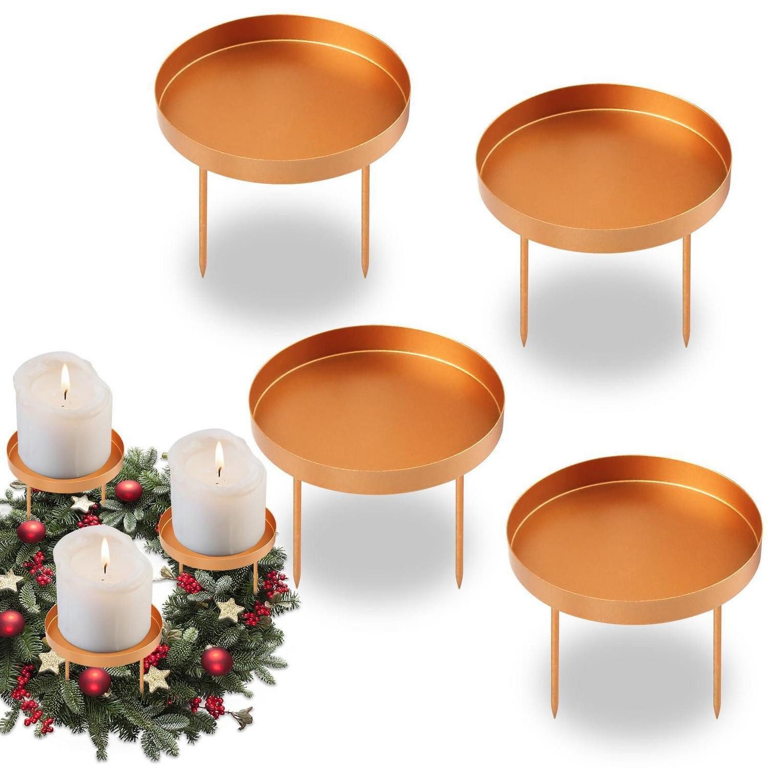 LuxusKollektion Adventskranz Kerzenhalter Adventskranz Gold 8cm 4er Set