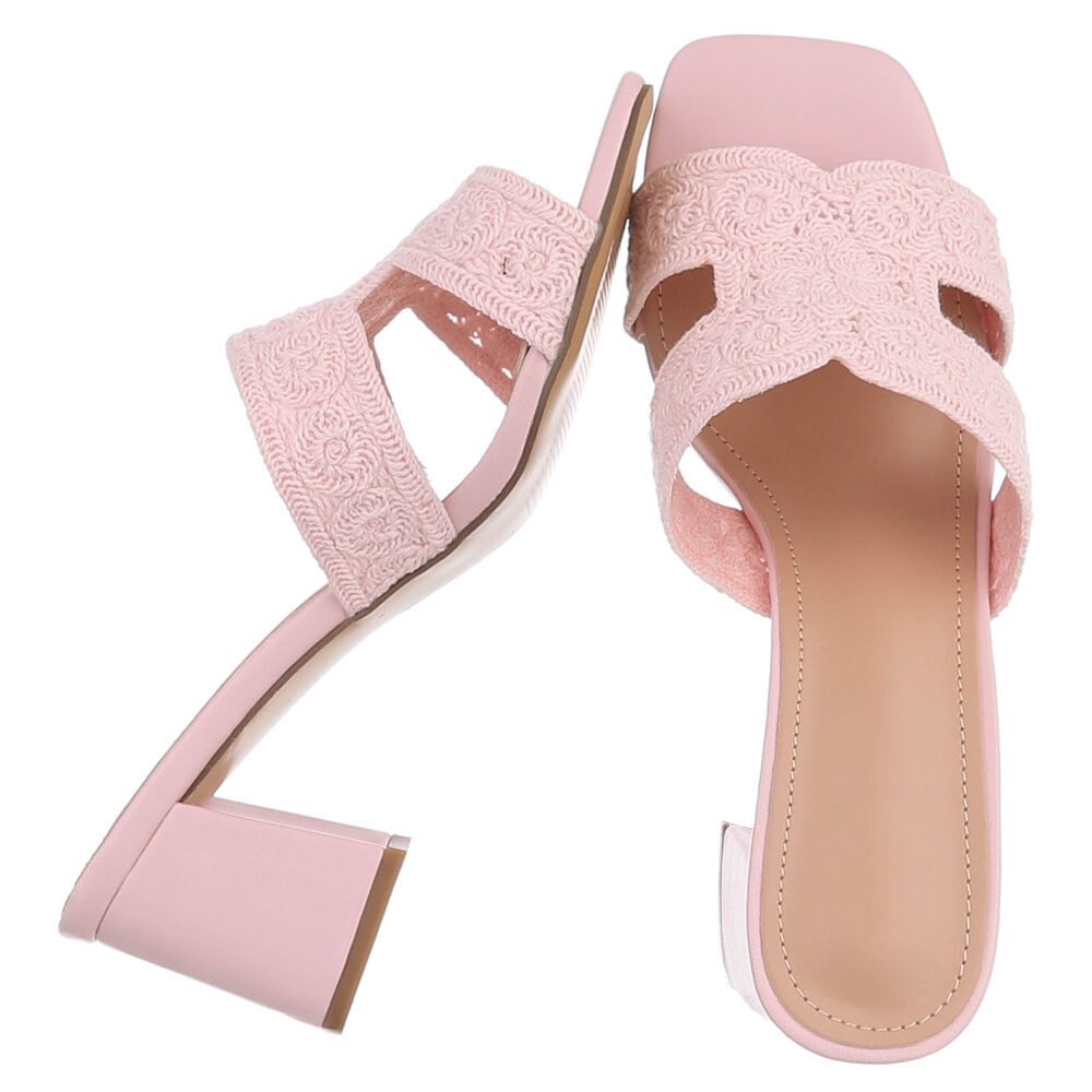 Ital-Design Elegante Damen Sandalen mit Komfort und stilvollem Design Pantolette (91512496) Blockabsatz Sandalen & Sandaletten in Hellrosa