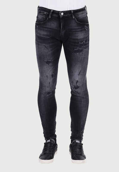 Le Temps Des Cerises Slim-fit-Jeans POWERC in trendigem Used-Look