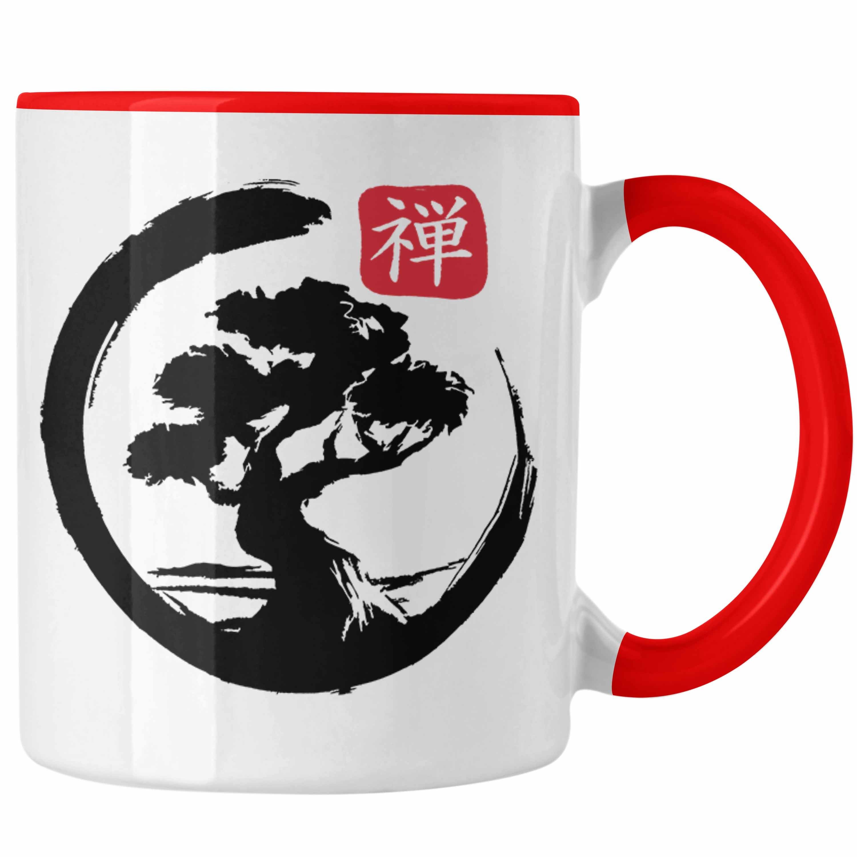 Trendation Tasse Lustige Bonsai Tasse Geschenk für Bonsai-Liebhaber Silhoette Rot
