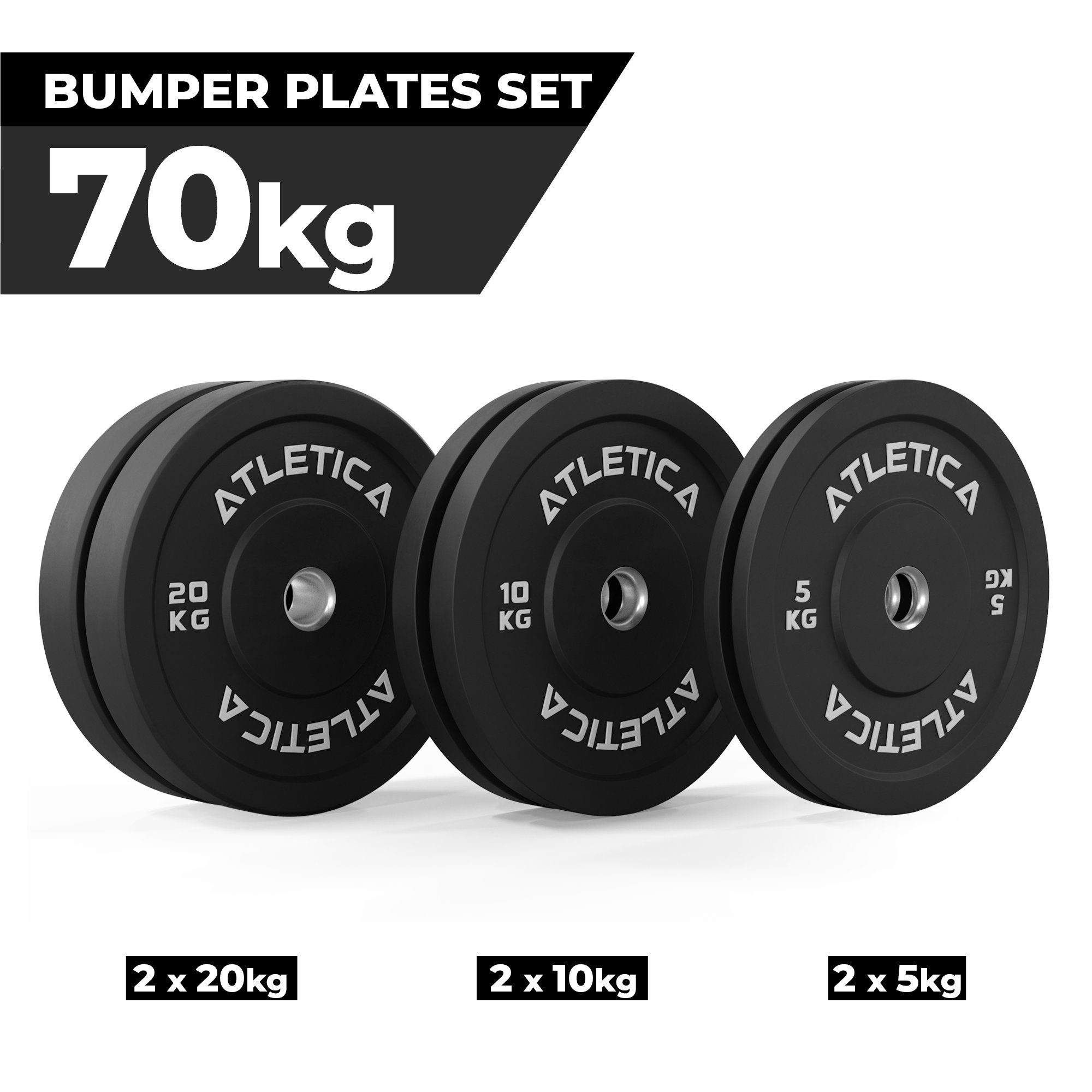 ATLETICA Hantelscheiben 70kg Bumper kg ∣ x 2 20 Plates aus ∣ 2x 5 Set 10 kg kg ∣ 2x