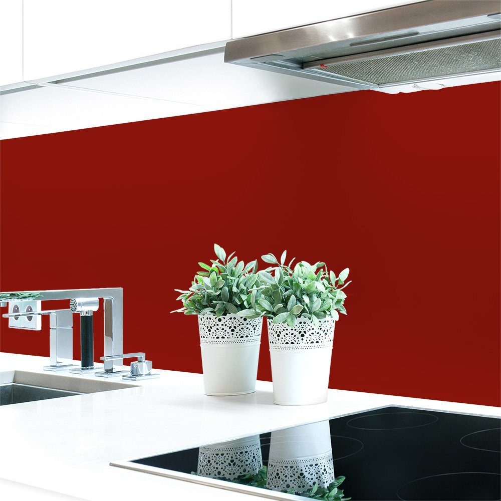 DRUCK-EXPERT Küchenrückwand Küchenrückwand Rottöne Unifarben Premium Hart-PVC 0,4 mm selbstklebend Braunrot ~ RAL 3011
