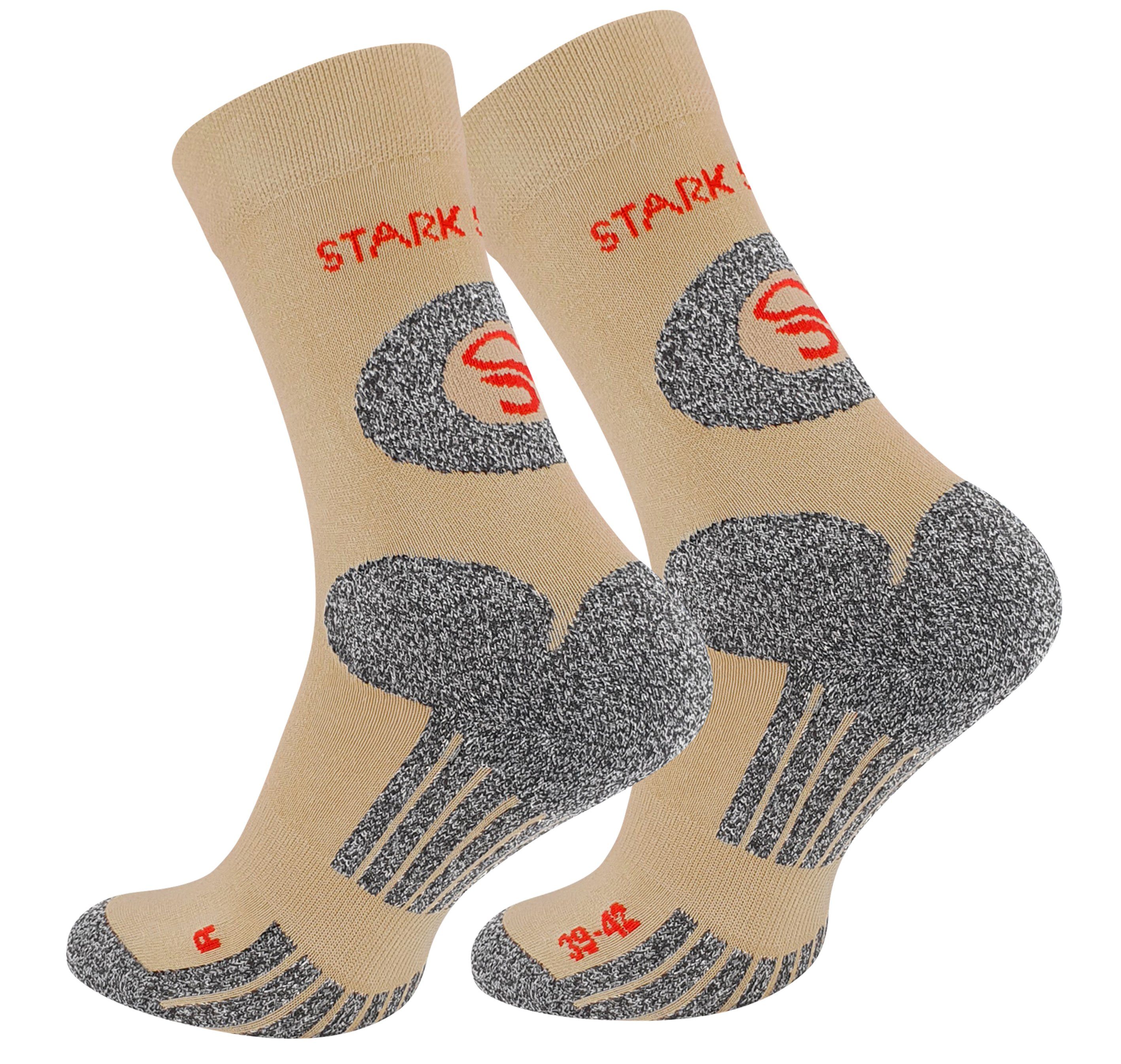 Stark Soul® Wandersocken 2 Paar Wandersocken, Trekking Outdoor Socken - Hiking (2 Paar) eingewebtes Logo beigè