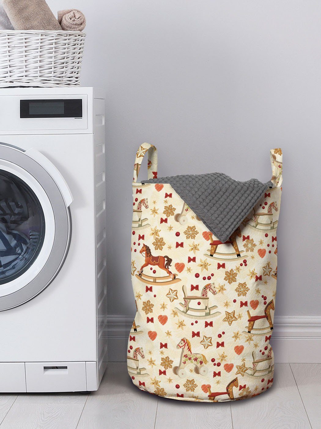 Griffen Thema Abakuhaus Spielzeug Kordelzugverschluss Pferde Wäschekorb Weihnachten für Waschsalons, mit Wäschesäckchen