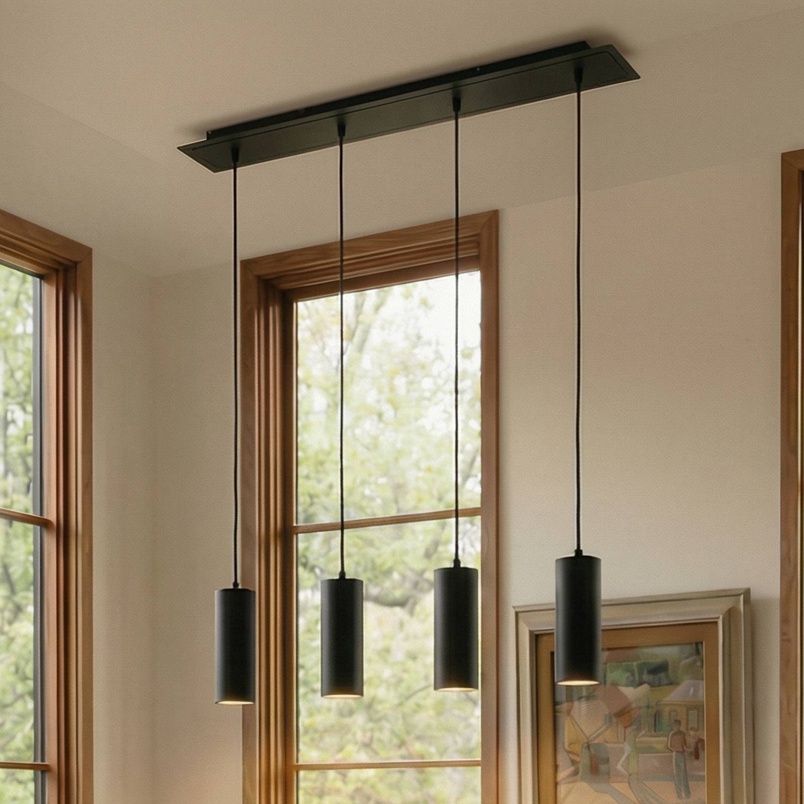 Lindby Hängeleuchte Joffrey, Metall, Schwarz IP20, 4 x 10 W LED