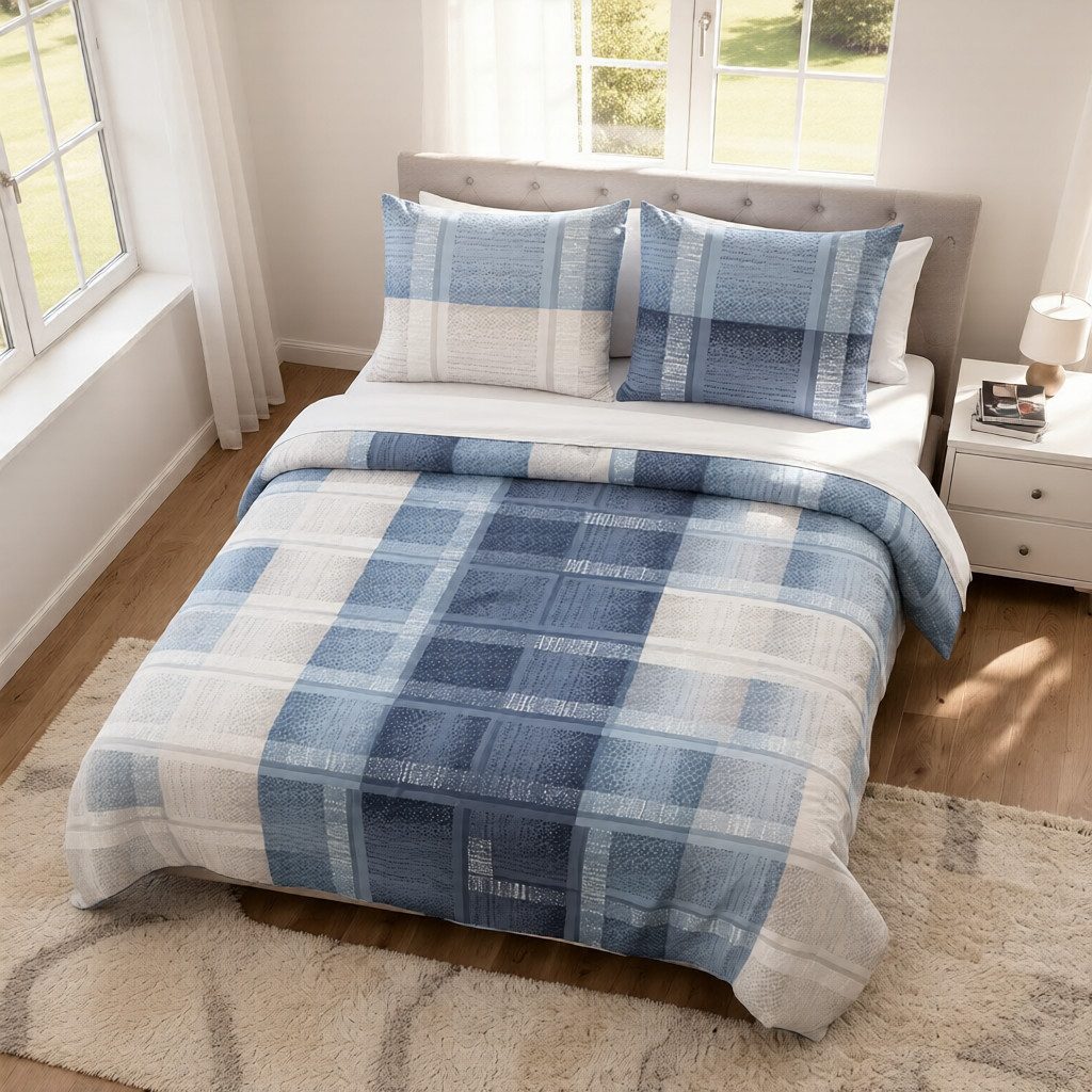 DOBNIG Bettwäsche Flanell, Flanell, 2 teilig, Karo, blau günstig online kaufen