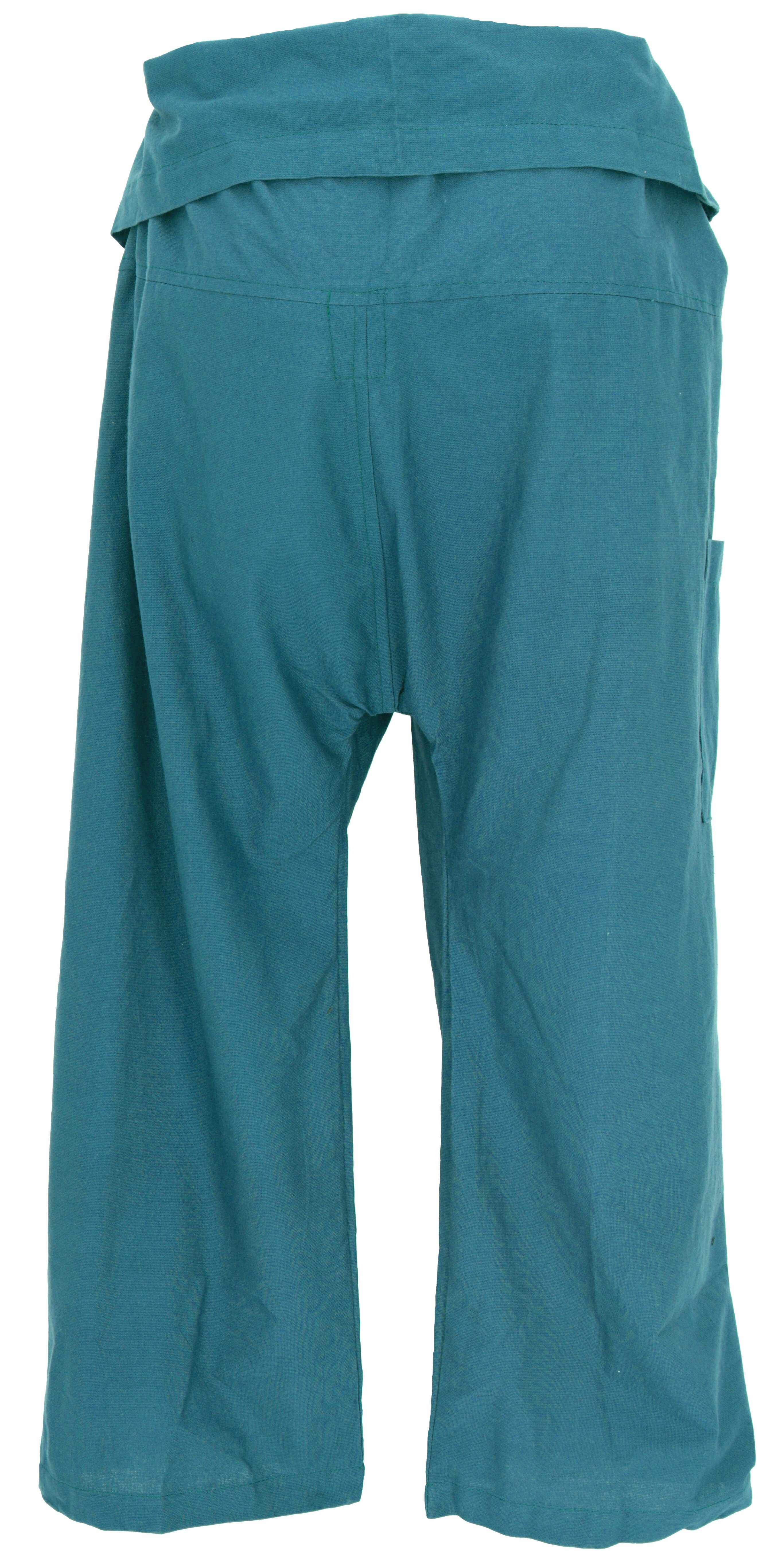 Guru-Shop Relaxhose Thai Fischerhose Style, Uni petrol aus Ethno fester Bekleidung alternative Baumwolle